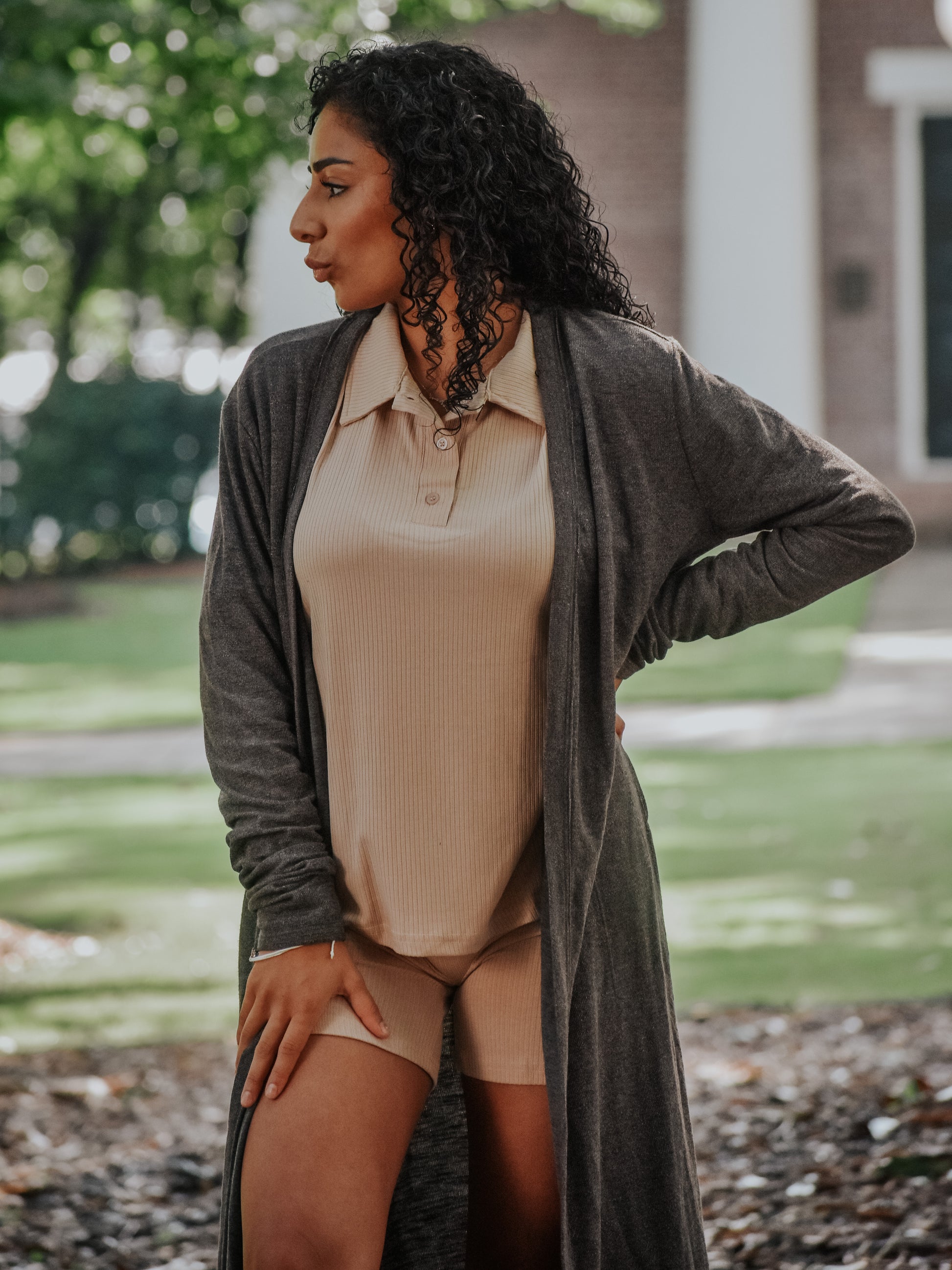 Adorable Dark Chocolate Cardigan - Heathered Duster